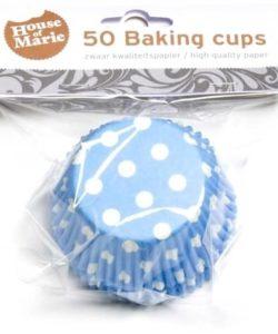 House of Marie Baking cups Stip Blauw pk/50