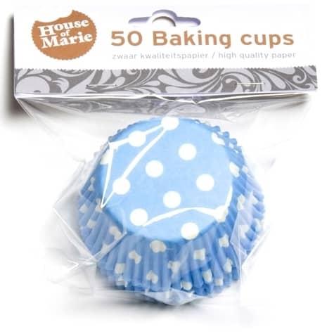 House of marie baking cups stip blauw pk/50