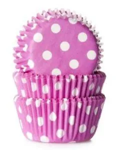 House of Marie Mini Baking cups Stip Roze pk/60