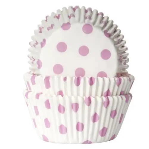 House of marie baking cups stip wit/baby roze pk/50