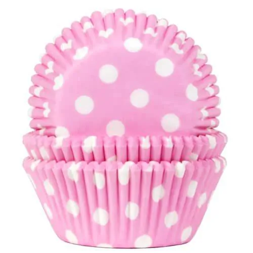 House of marie baking cups stip baby roze pk/50