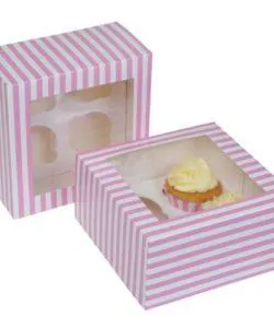 House of Marie Cupcake Box 4 Circus Pink pk/2