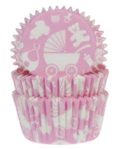 House of Marie Baking Cups Baby Roze pk/50