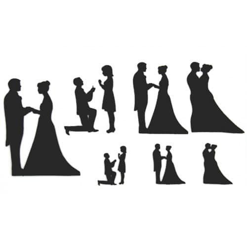 Patchwork cutter wedding silhouette set