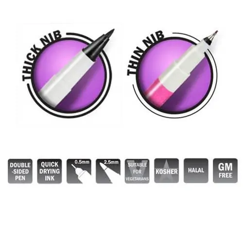 Rd cake art pen - black bij cake, bake & love 4 Rd double sided food pen jet black (2)