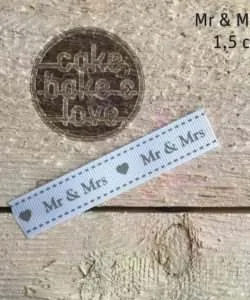 Lint per meter 1,5 cm breed Mr & Mrs