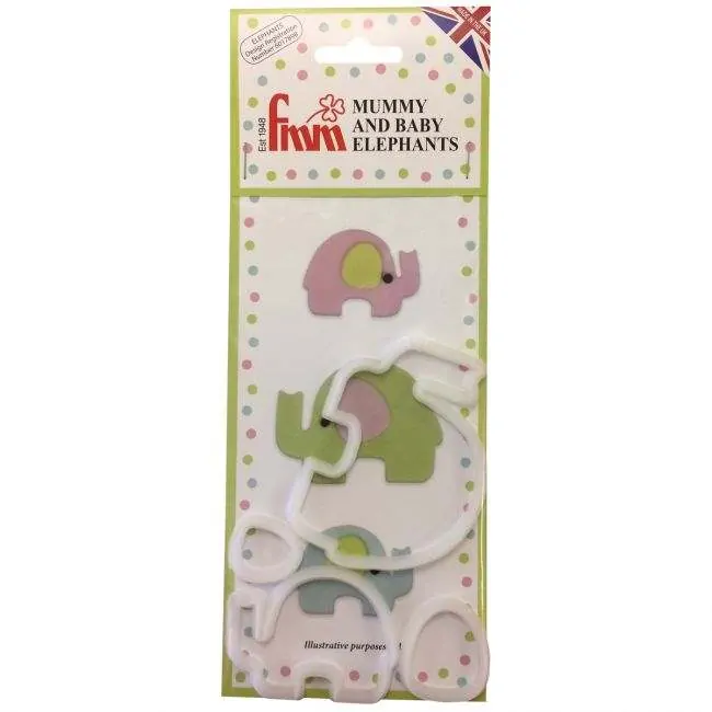 Fmm mummy and baby elephant cutter set/4 bij cake, bake & love 4 Fmm mummy and baby elephant cutter set/4