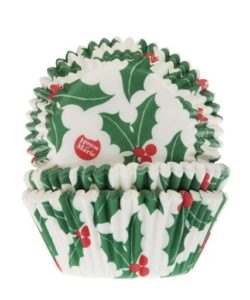 House of Marie Baking Cups Kerst Hulst pk/50