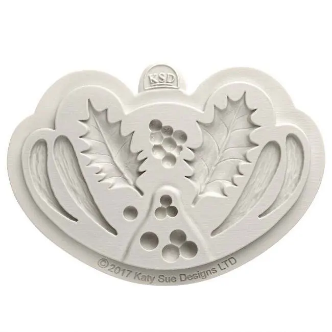 Katy sue designs - holly & mistletoe by nicholas lodge bij cake, bake & love 4 Katy sue mould holly & mistletoe by nicholas lodge