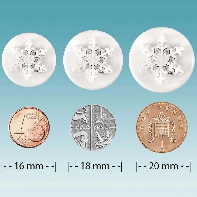 Pme mini snowflake plunger cutter set/3 bij cake, bake & love 7 Pme mini snowflake plunger cutter set/3 (3)
