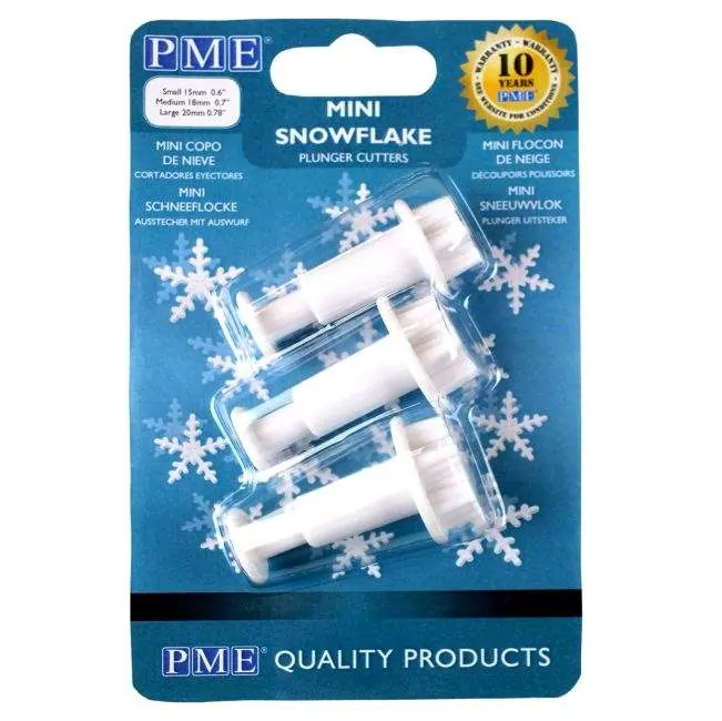 Pme mini snowflake plunger cutter set/3 bij cake, bake & love 5 Pme mini snowflake plunger cutter set/3