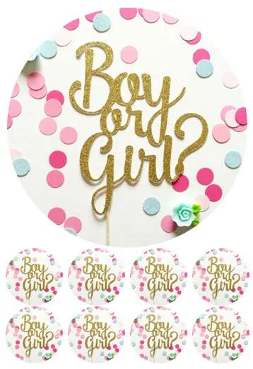 Eetbare taartprint gender reveal boy or girl - 18 cm rond + 8 cupcake rondjes bij cake, bake & love 5 Eetbare taartprint gender reveal boy or girl - 18 cm rond + 8 cupcake rondjes