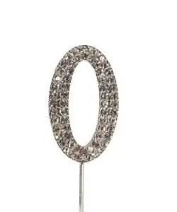 Caketopper strass cijfer 0