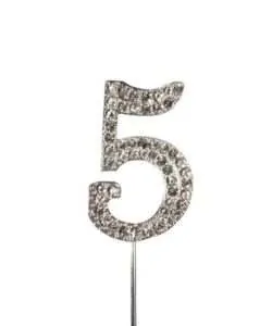 Caketopper strass cijfer 5