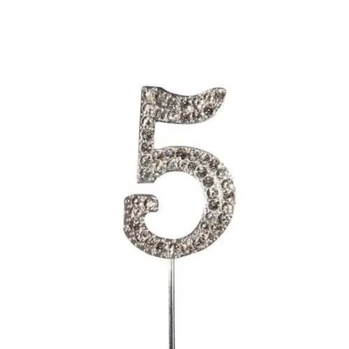 Caketopper strass cijfer 5
