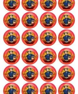 Eetbare Cupcakeprint Brandweerman Sam 1 - 24 cupcake rondjes