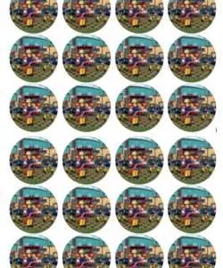 Eetbare Cupcakeprint Brandweerman Sam 2 - 24 cupcake rondjes
