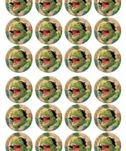Eetbare Cupcakeprint Dinosaurus - 24 cupcake rondjes