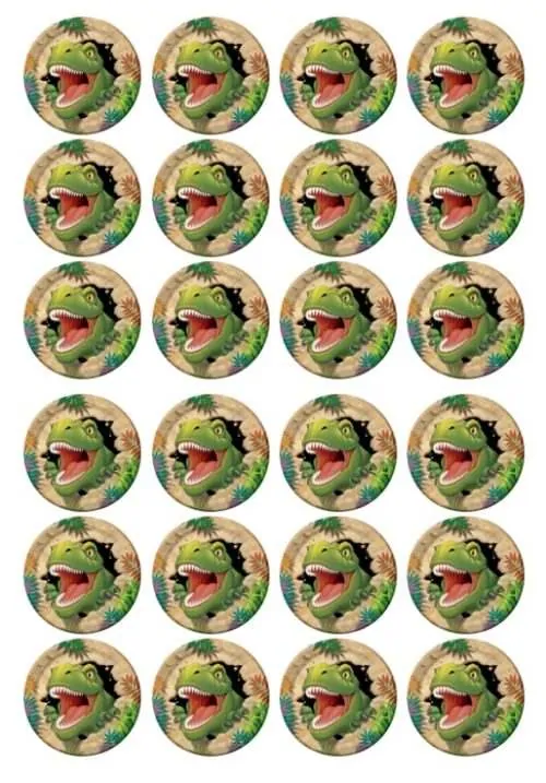 Eetbare cupcakeprint dinosaurus - 24 cupcake rondjes