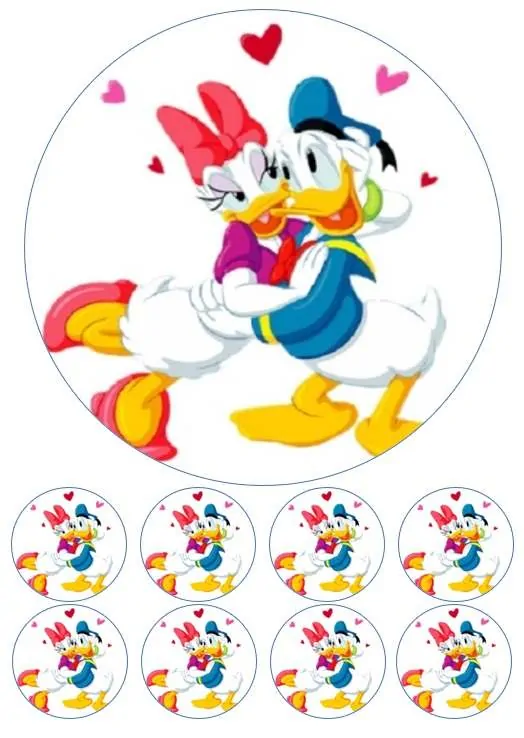 Eetbare taartprint donald & katrien 18cm + 8 cupcake rondjes bij cake, bake & love 5 Eetbare taartprint donald & katrien 18cm + 8 cupcake rondjes