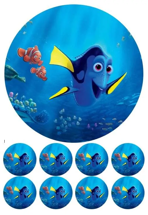 Eetbare taartprint finding dory - 18 cm rond + 8 cupcake rondjes bij cake, bake & love 5 Eetbare taartprint finding dory - 18 cm rond + 8 cupcake rondjes