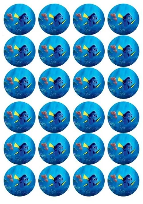 Eetbare cupcakeprint finding dory - 24 cupcake rondjes