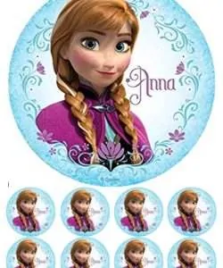 Eetbare Taartprint Frozen Anna - 18 cm rond + 8 cupcake rondjes