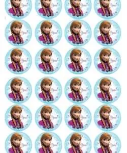 Eetbare Cupcakeprint Frozen Anna - 24 cupcake rondjes