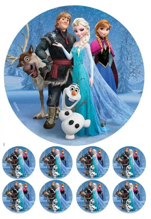 Eetbare taartprint frozen cast 2 - 18 cm rond + 8 cupcake rondjes bij cake, bake & love 5 Eetbare taartprint frozen cast 2 - 18 cm rond + 8 cupcake rondjes