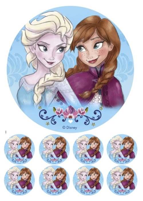 Eetbare taartprint frozen elsa & anna cartoon 18cm + 8 cupcake rondjes bij cake, bake & love 5