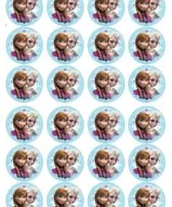 Eetbare Cupcakeprint Frozen Elsa & Anna 3 - 24 cupcake rondjes