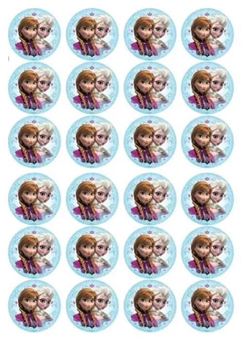 Eetbare cupcakeprint frozen elsa & anna 3 - 24 cupcake rondjes