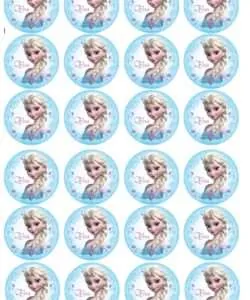 Eetbare Cupcakeprint Frozen Elsa 3 - 24 cupcake rondjes