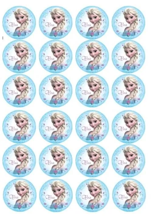 Eetbare cupcakeprint frozen elsa 3 - 24 cupcake rondjes