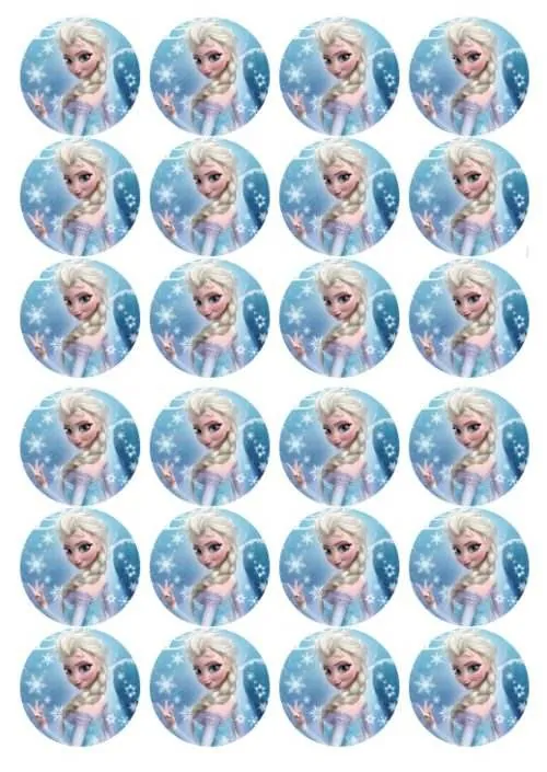 Eetbare cupcakeprint frozen elsa 4 - 24 cupcake rondjes