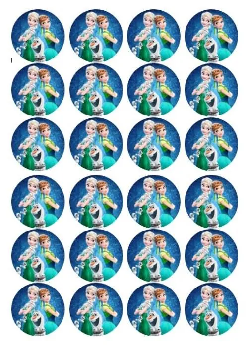 Eetbare cupcakeprint frozen fever - 24 cupcake rondjes