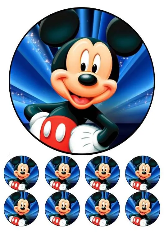 Eetbare taartprint mickey mouse 2 - 18 cm rond + 8 cupcake rondjes bij cake, bake & love 5 Eetbare taartprint mickey mouse 2 - 18 cm rond + 8 cupcake rondjes