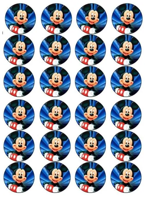Eetbare cupcakeprint mickey mouse 2 - 24 cupcake rondjes