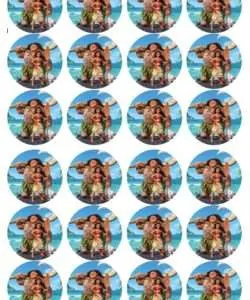 Eetbare Cupcakeprint Moana 1 - 24 cupcake rondjes