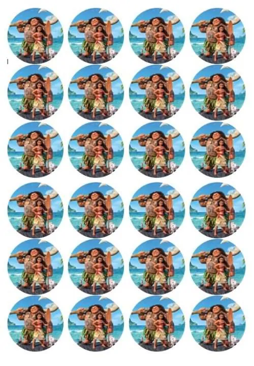 Eetbare cupcakeprint moana 1 - 24 cupcake rondjes