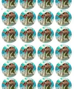 Eetbare Cupcakeprint Moana 2 - 24 cupcake rondjes