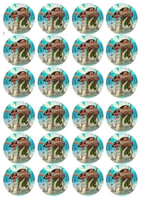 Eetbare cupcakeprint moana 2 - 24 cupcake rondjes