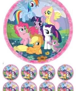 Eetbare Taartprint My Little Pony 3 - 18 cm rond + 8 cupcake rondjes