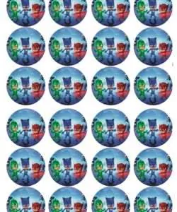 Eetbare Cupcakeprint PJ Masks - 24 cupcake rondjes
