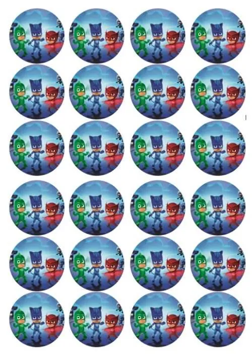 Eetbare cupcakeprint pj masks - 24 cupcake rondjes