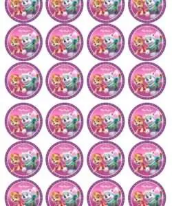Eetbare Cupcakeprint Paw Patrol Skye 1 - 24 cupcake rondjes