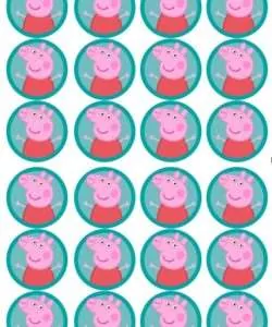 Eetbare Cupcakeprint Peppa Big - 24 cupcake rondjes