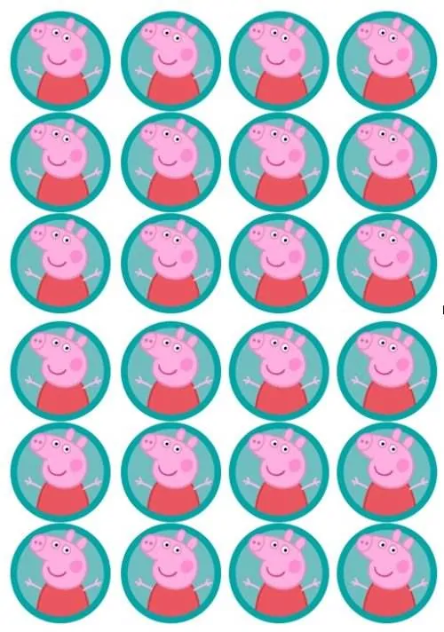 Eetbare cupcakeprint peppa big - 24 cupcake rondjes