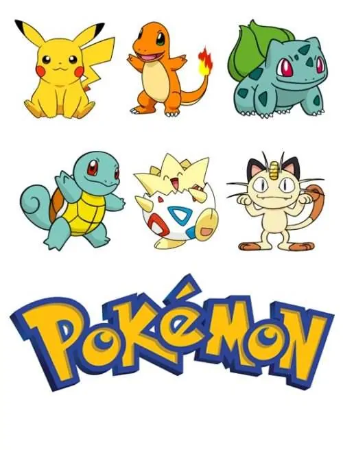 Eetbare taartprint pokémon logo + 6 pokémon