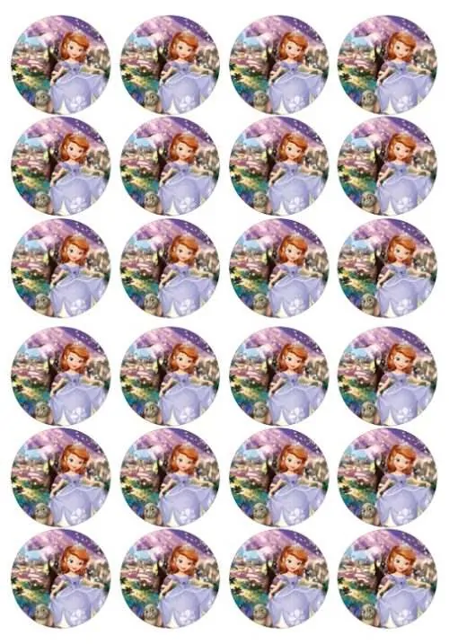 Eetbare cupcakeprint prinses sofia 1 - 24 cupcake rondjes